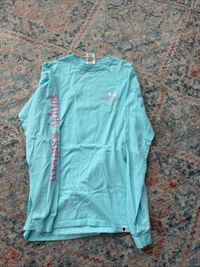 Simply Southern Aqua Long Sleeve Tee with Pink Logo